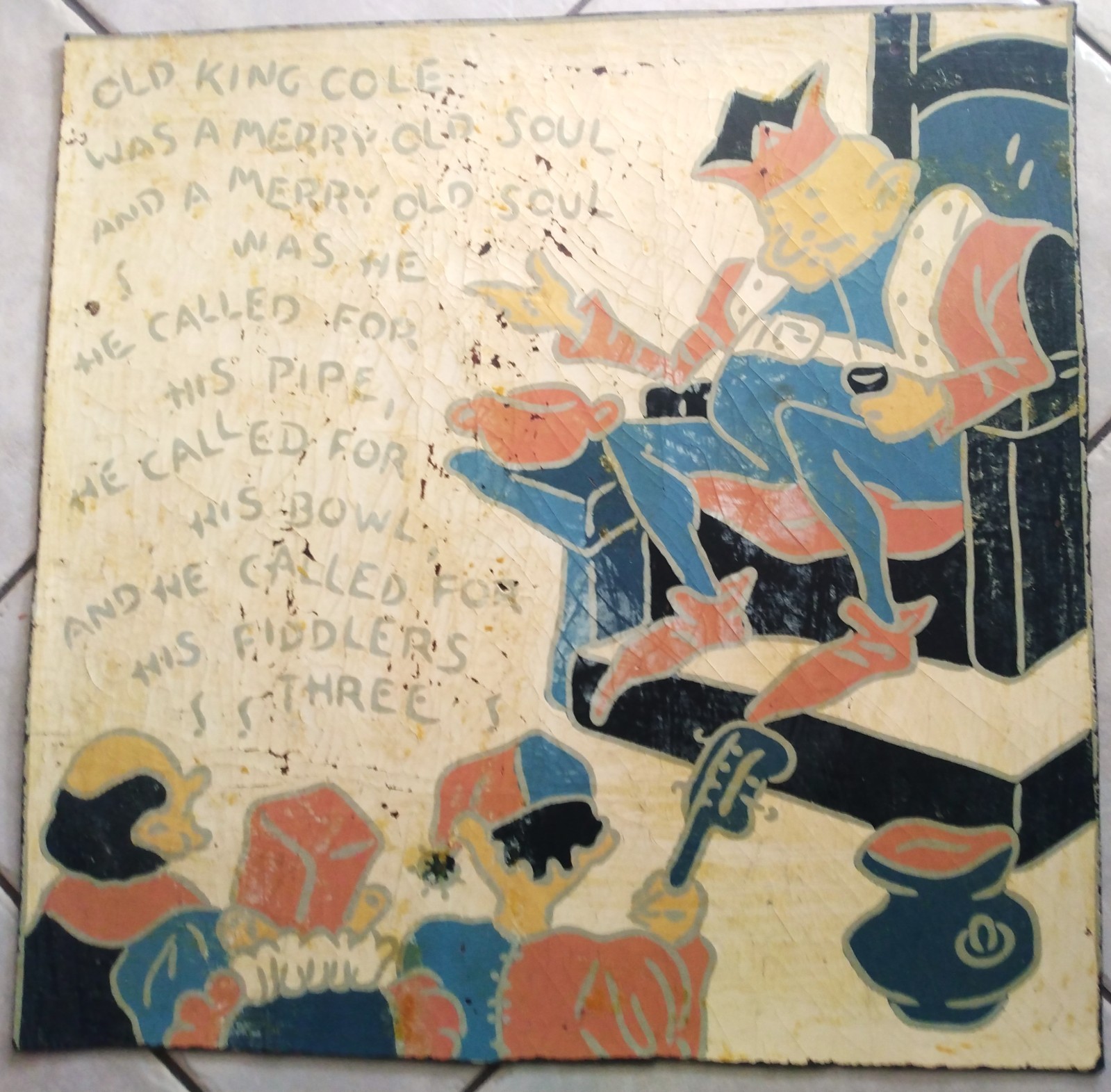 1930s Armstrong Linoleum Nursery Rhyme Floor Tiles (Choice of 5 Tiles Available)