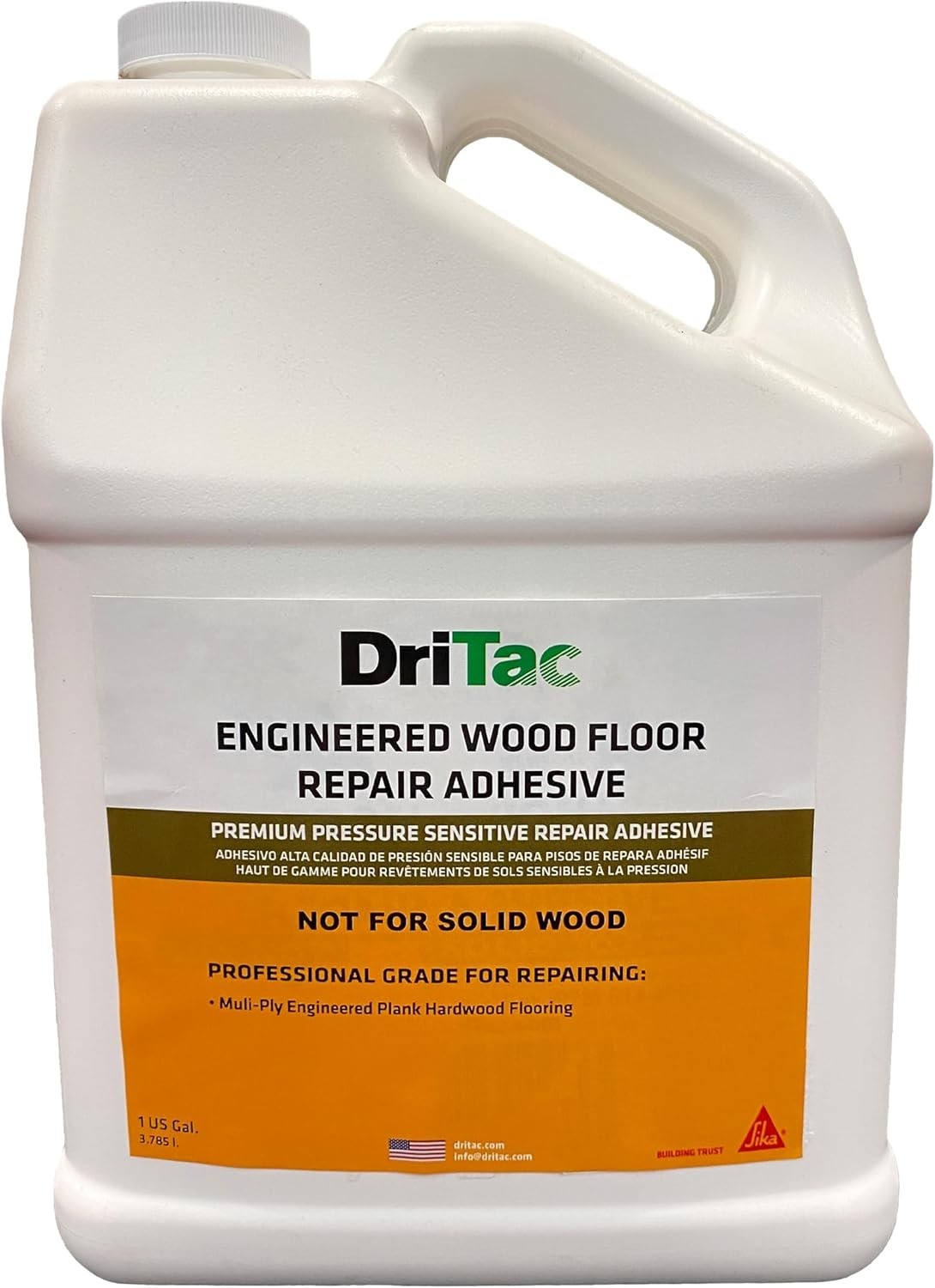 Sika DriTac Wood Floor Repair Adhesive 1Gal Fix Gaps Stops Popping White
