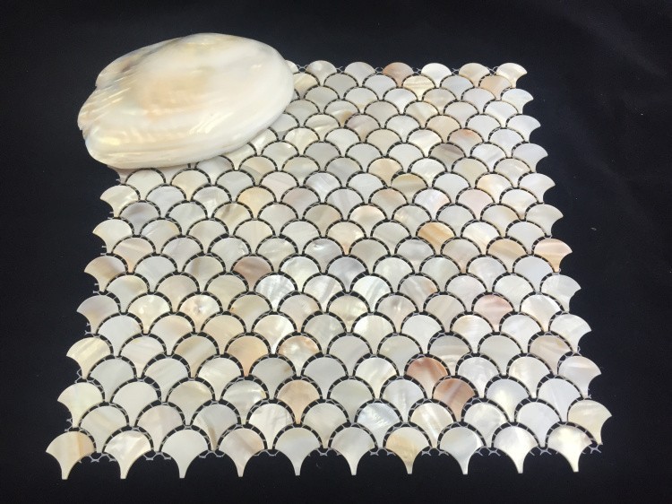 11PCS Natural Fish Scale Shell Mosaic Kitchen Backspalsh Shower Fan Wall Tile