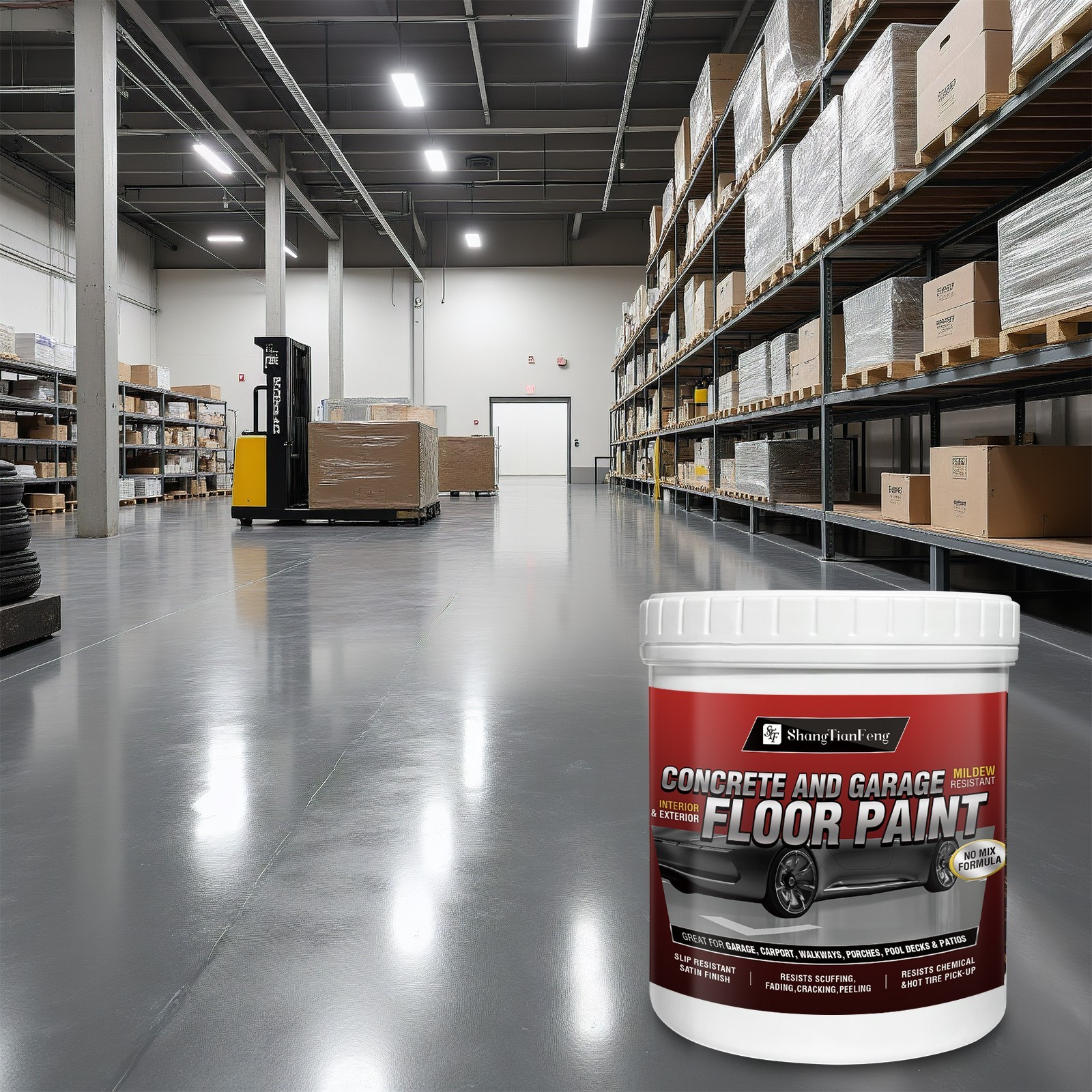 Epoxy Floor Paint Kit – Acrylic Concrete Coating for Garage Living Room 1 Gallon