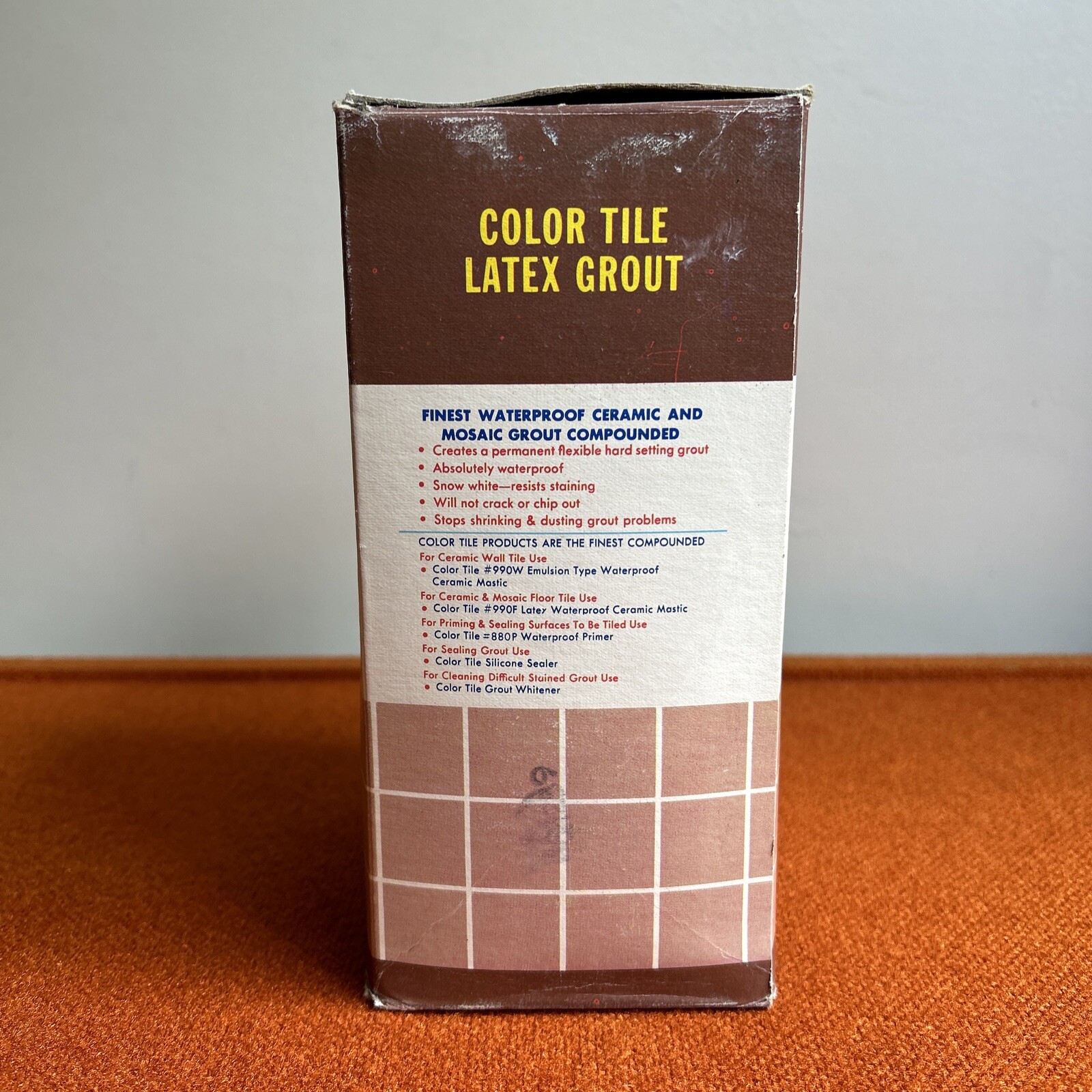 Vintage 1970s Packaging Tile Ceramic Latex Grout Original Box ‘White’ Movie Prop