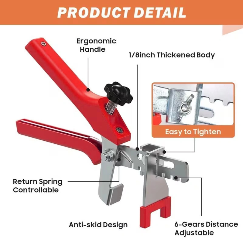 Tile Leveling System with Tile Plier, Tile Spacers Clips and Reusable Wedges