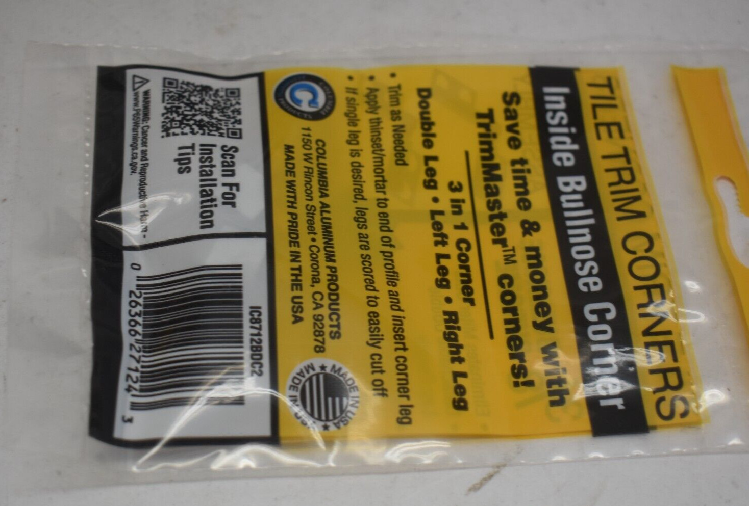 Trim Master IC8712BW2 Tile Trim Corners Bullnose Inside 3/8″ Chrome Finish x 20