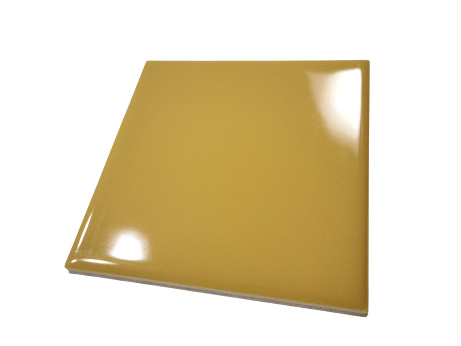 Orange Ceramic Tile 4.25 in Subway Square Mid Century Modern Mustard Goldenrod