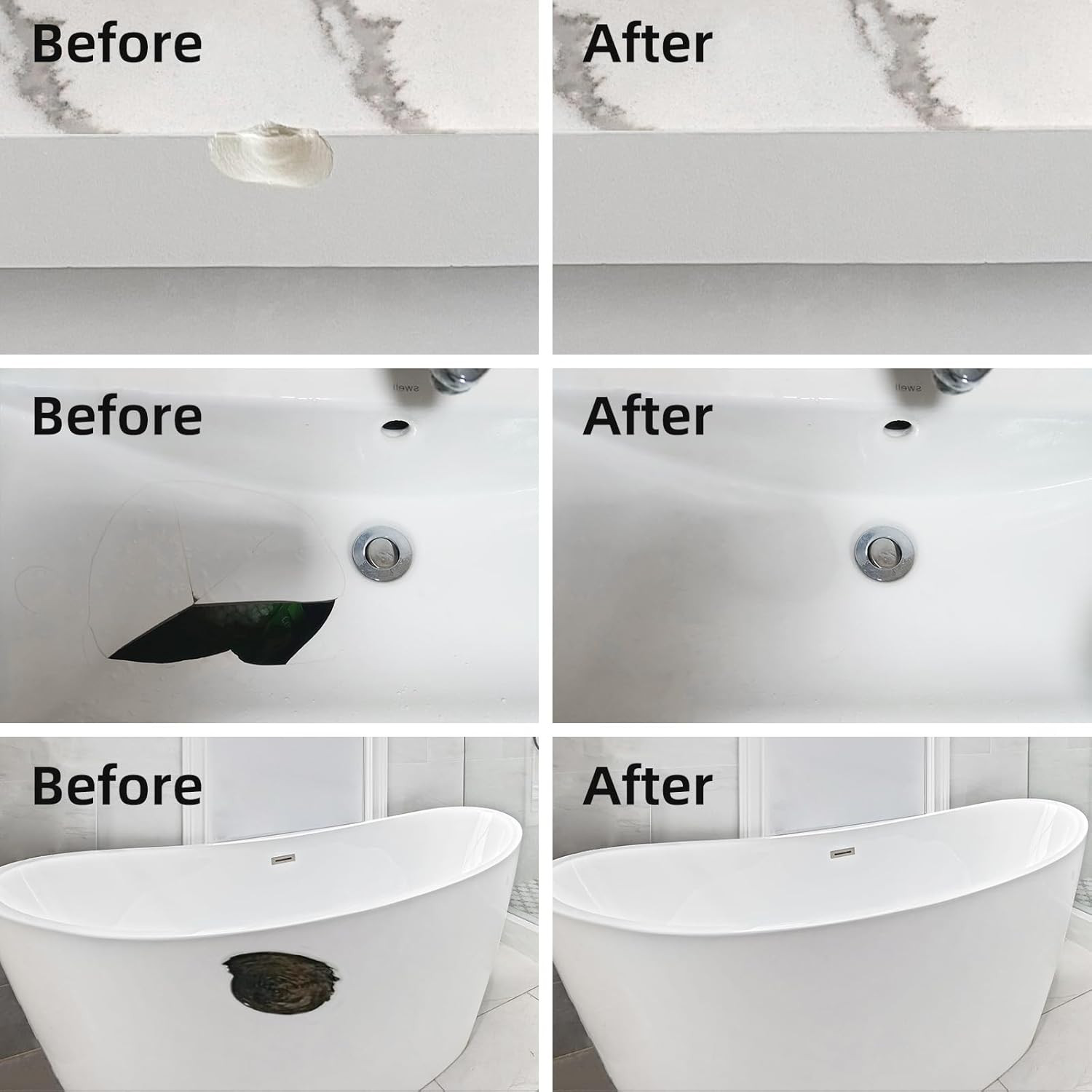 Tub Shower Repair Kit White Fiberglass Porcelain Acrylic Enamel Ceramics Tile
