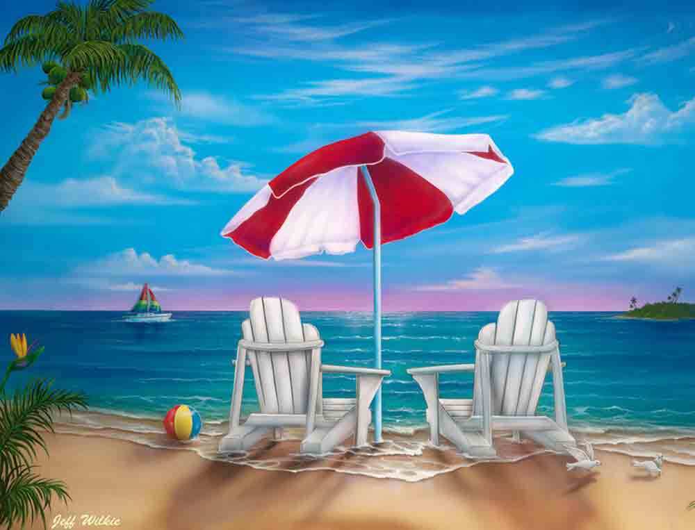 Beach Accent & Decor Tile Jeff Wilkie Tropical Art POV-JWA014AT