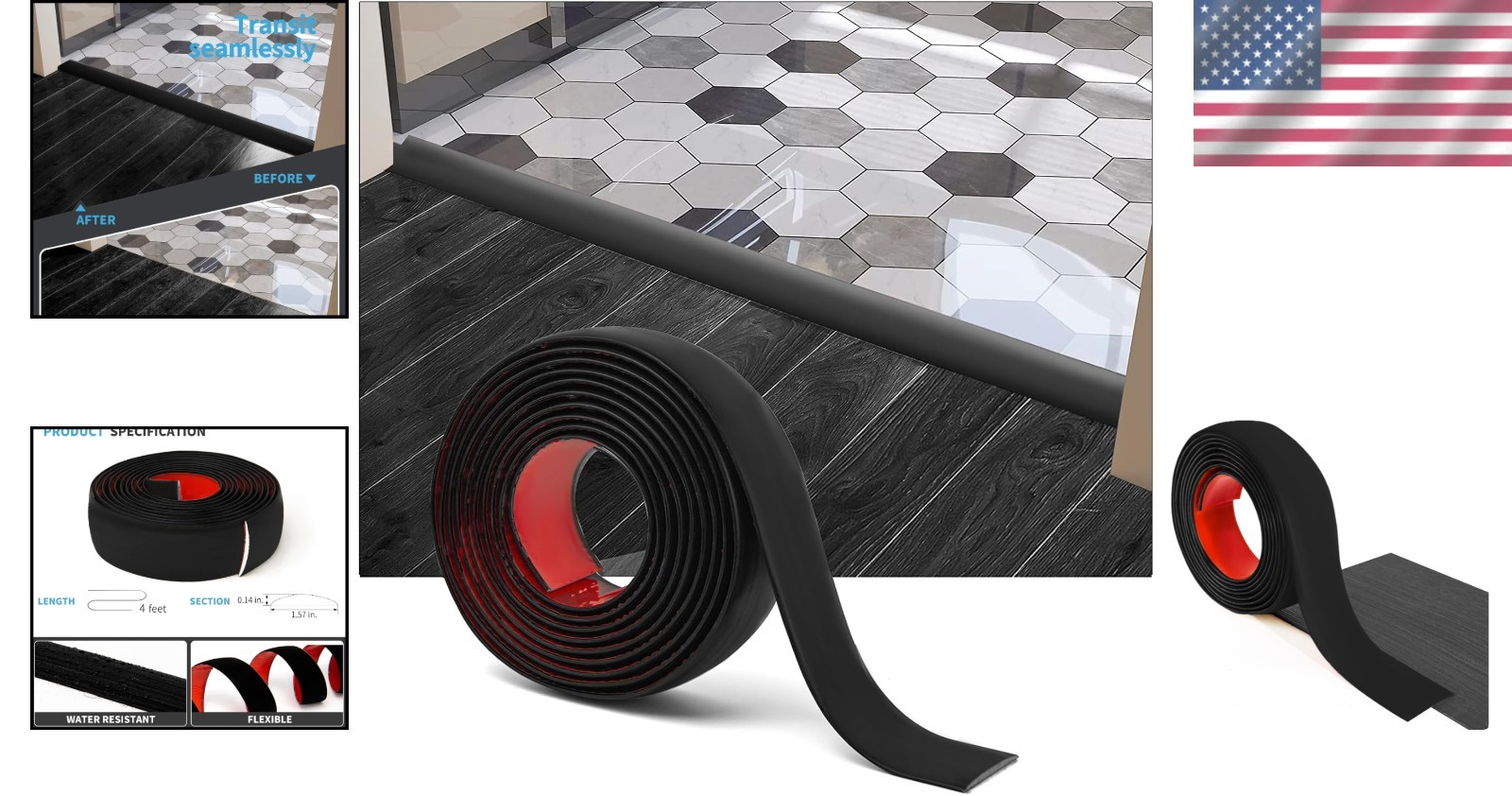 Durable 4FT Self-Adhesive Floor Transition Strip – Easy Installation & Clean