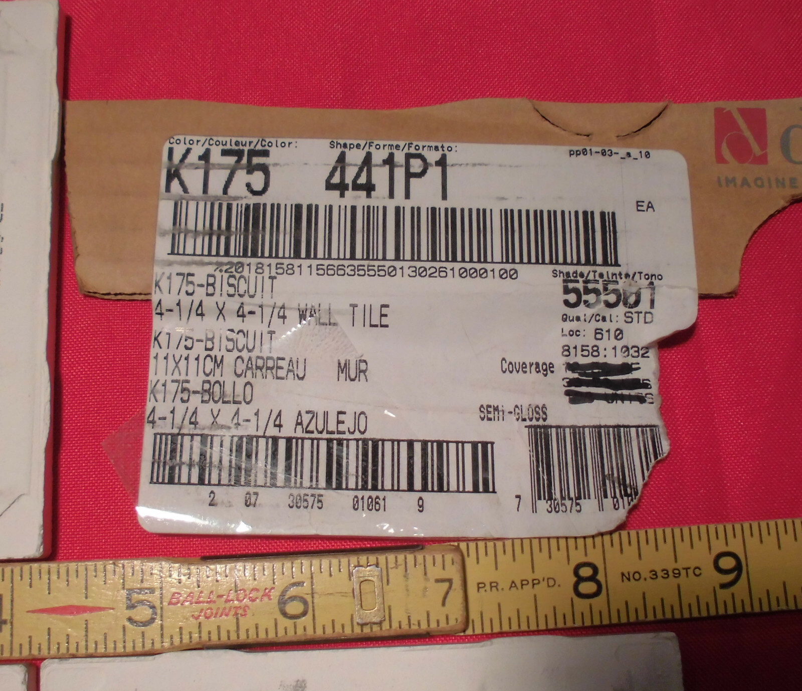 5 pieces *Gloss Biscuit* Ceramic Tiles by The Daltile Co….4-1/4″ Square NEW