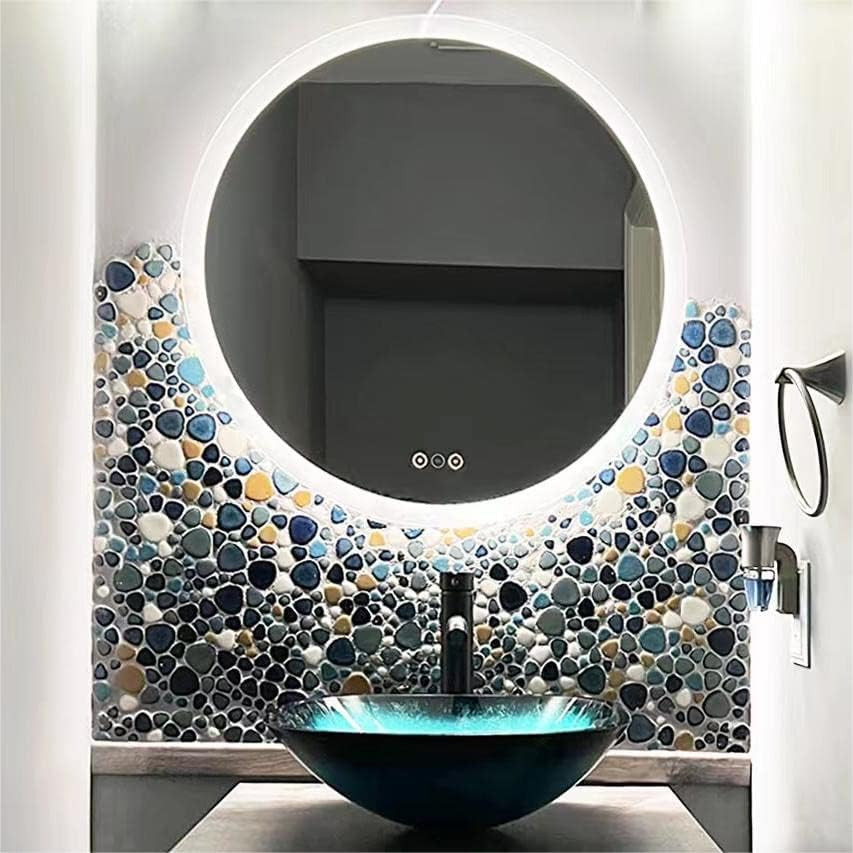 Pebble Tile for Shower Floor Aqua Cobalt Blue Mosaic Backsplash Tiles (5 Sheets)