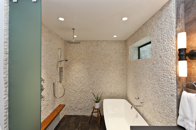 White Pebble Stone Tile Natural Round Tile River Rock Stone Mosaic Shower Floor