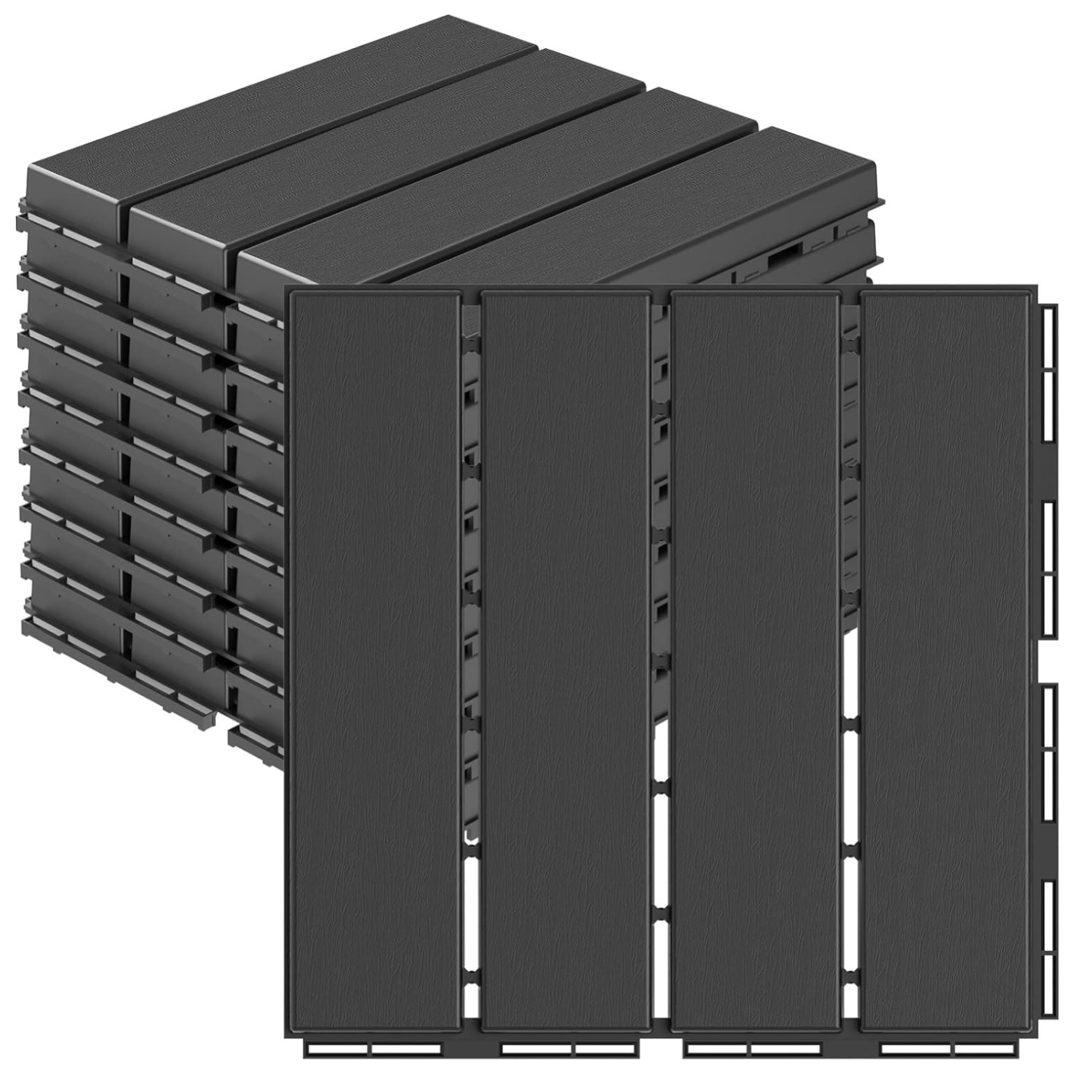 Dark Grey Interlocking Deck Tiles 9 Pack – Outdoor Flooring