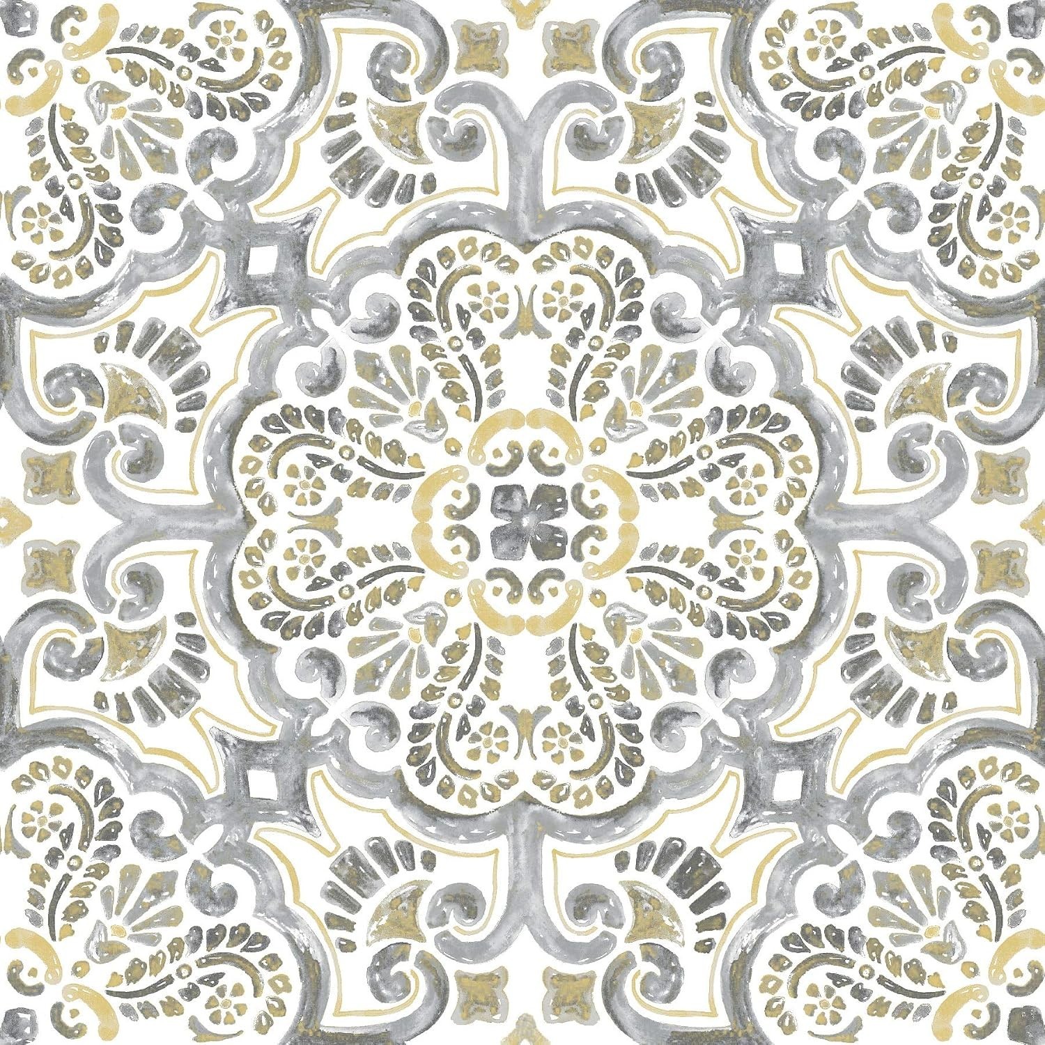 Stylish Grey and Yellow Peel & Stick Tiles, Easy Installation, 10 Sq Ft Coverage
