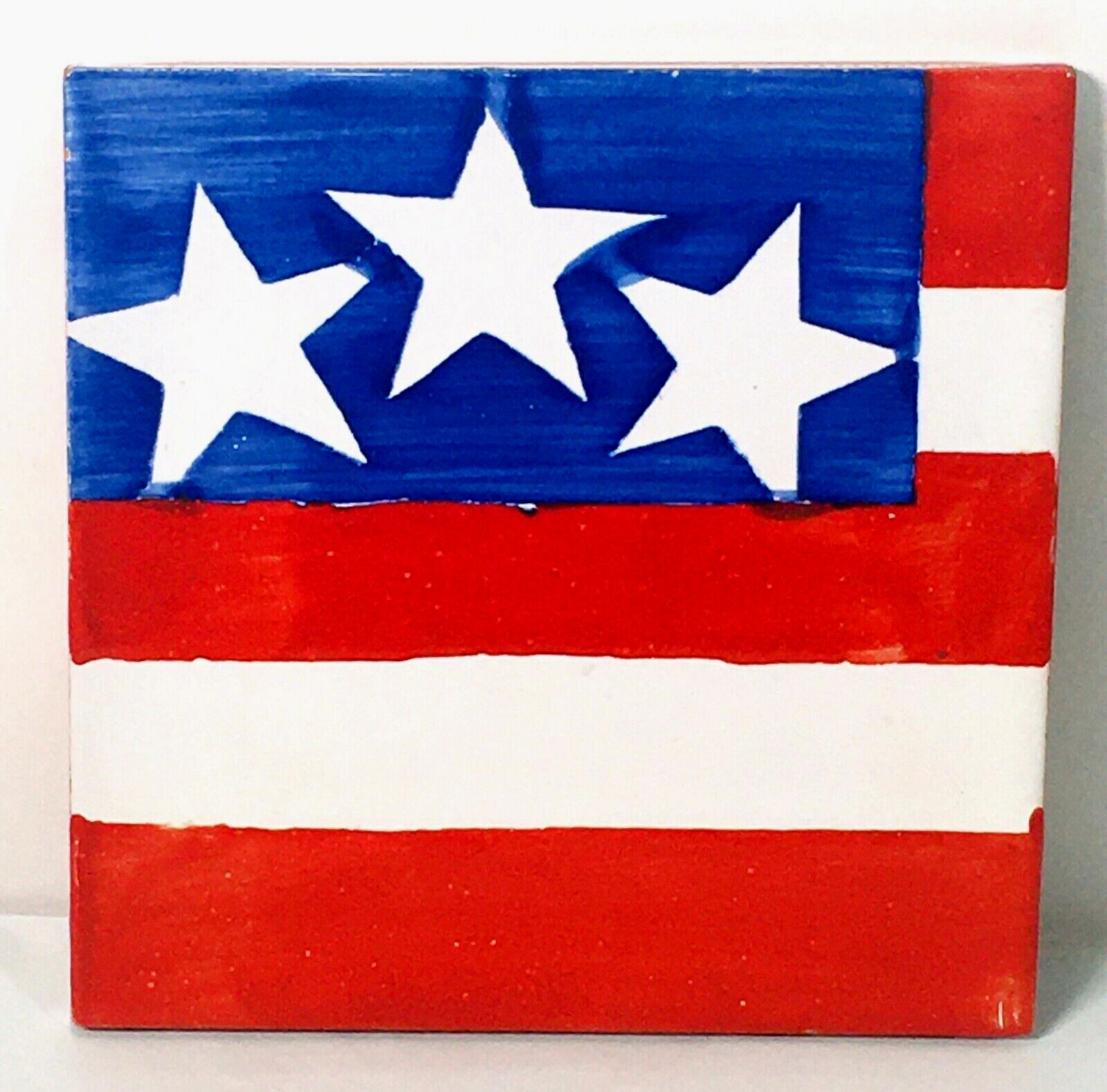 Abstract American Flag Red White and Blue Tile 6″ x 6″ Italian Made in Italy