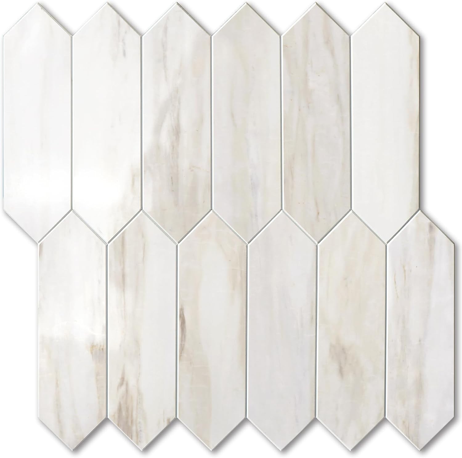 1 Sheet Glossy Wood Marble Grain Backsplash Tile Peel and Stick, 12.8 x 12.8 …