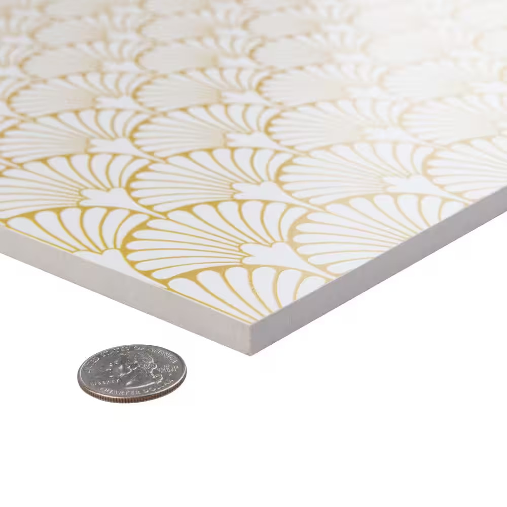 Art Deco Manhattan White 11-3/4 In. X 11-3/4 In. Porcelain Floor and Wall Tile (