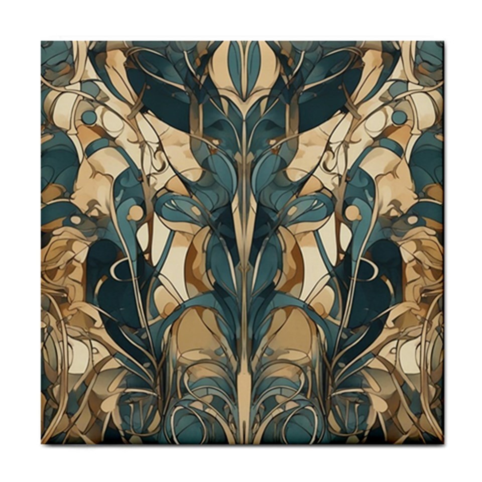 Ceramic Tile Abstract Green Beige 4.25×4.25, 6×6 or 8×8 inches Printed in US