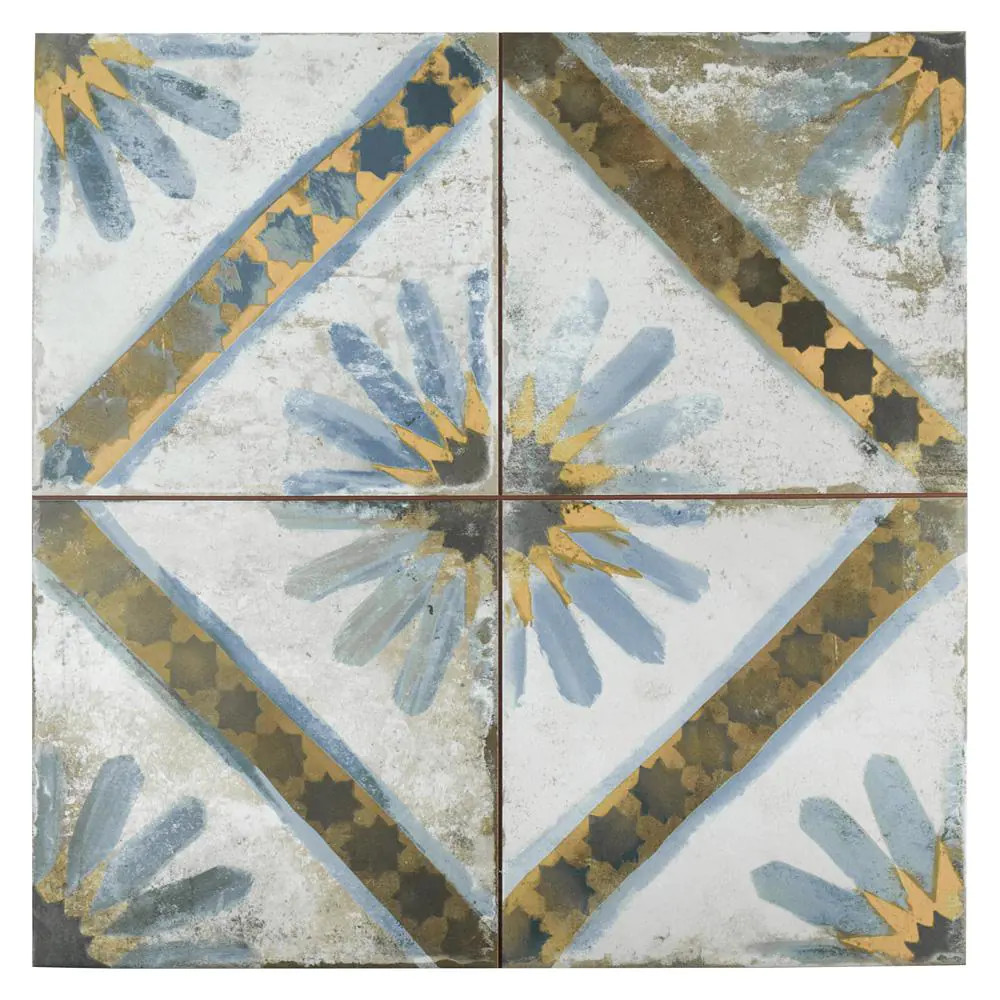Kings Marrakech Blue 17-5/8 In. X 17-5/8 In. Ceramic Floor and Wall Tile (10.95