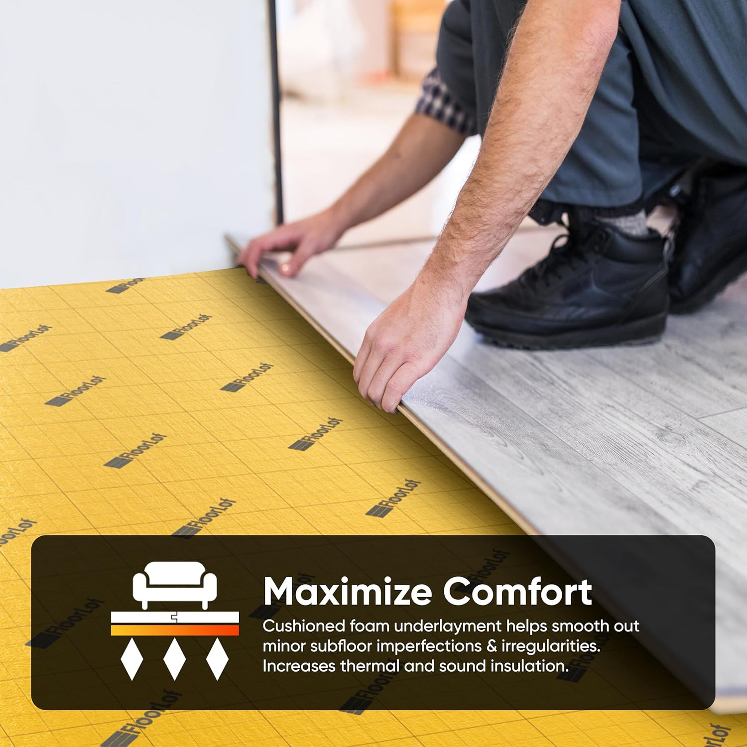 Goldmax Premium Floor Underlayment – 200 Sqft Roll – 3Mm Thick – with Moisture B