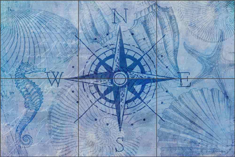 Compass Tile Backsplash Haase Nautical Ceramic Mural Art POV-AH001