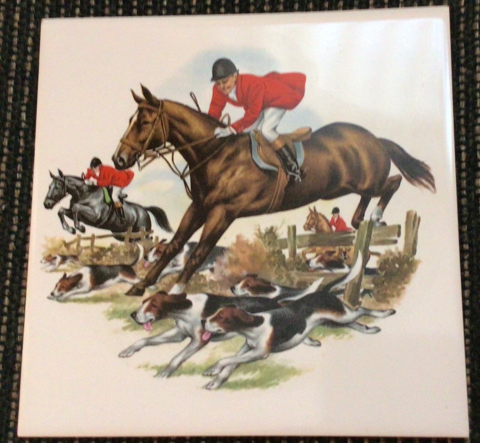 Fox Hunt Hunting Ceramic Tile or Hot Plate #3