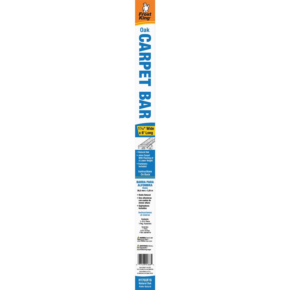 Frost King Unfinished Smooth 1-7/16 In. x 6 Ft. Oak Carpet Trim Bar, Wide
