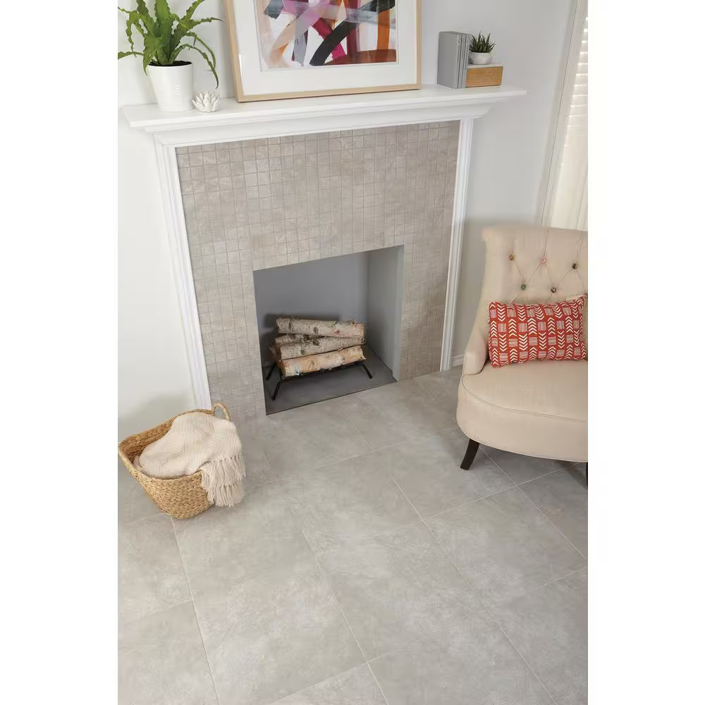 Portland Stone Gray 18 In. X 18 In. Glazed Ceramic Floor and Wall Tile (348.8 Sq