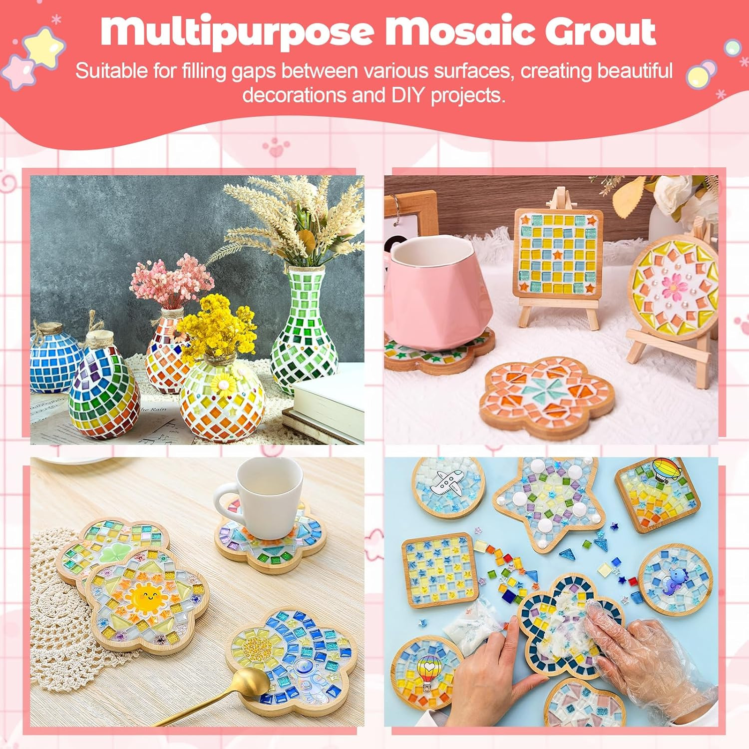 Mosaic Crystal Grout – Translucent Mosaic Grout Filler for Tiles Crafts, No N…