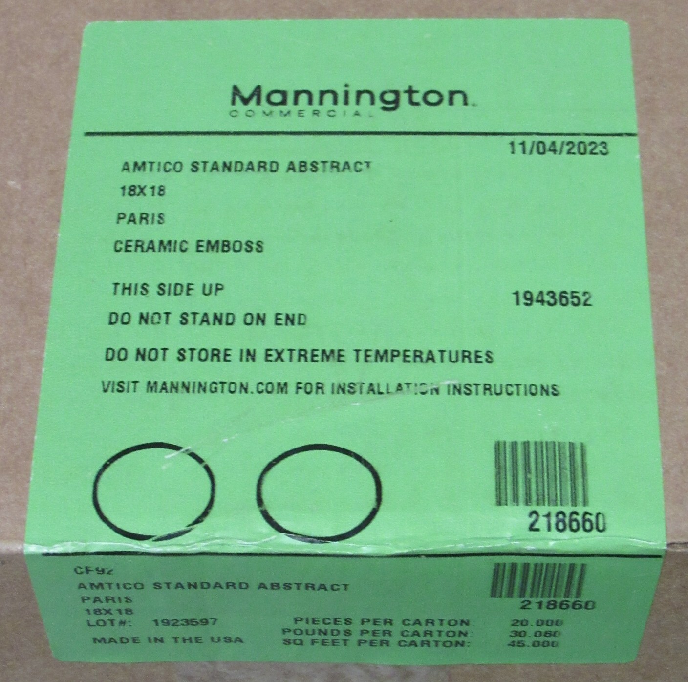 NEW Mannington Commercial Shaw 18×18″ LVT Luxury Vinyl Tile 1800 Sq Ft Glue Down