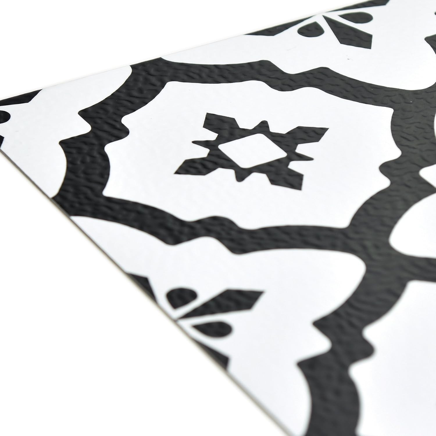 Comet Peel & Stick Vinyl Tiles, Black Geometric 12×12, Water-Resistant Pack o…