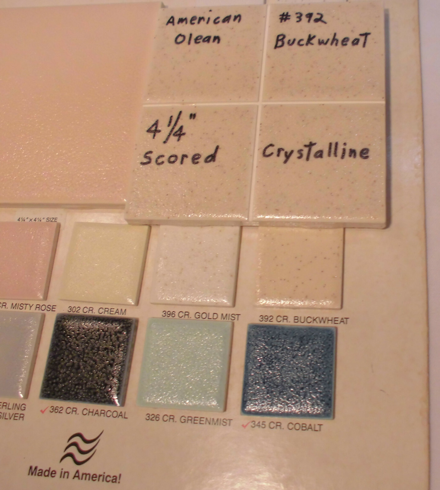 1 pc. *Buckwheat/Browns* 4-1/4″ Ceramic Tile; Scored Crystalline American Olean