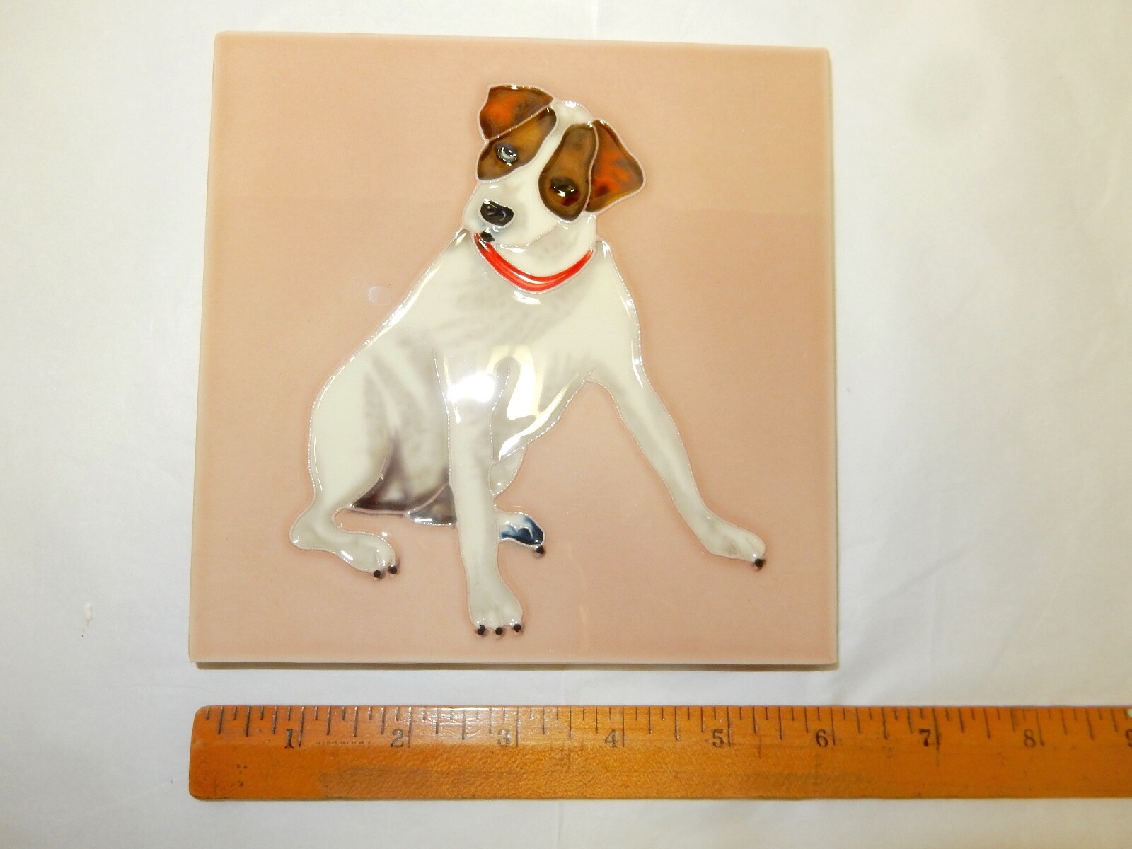 Jack Russel Terrier Glazed Ceramic Tile – Sitting Dog – Art by Tile-Craft-New!-