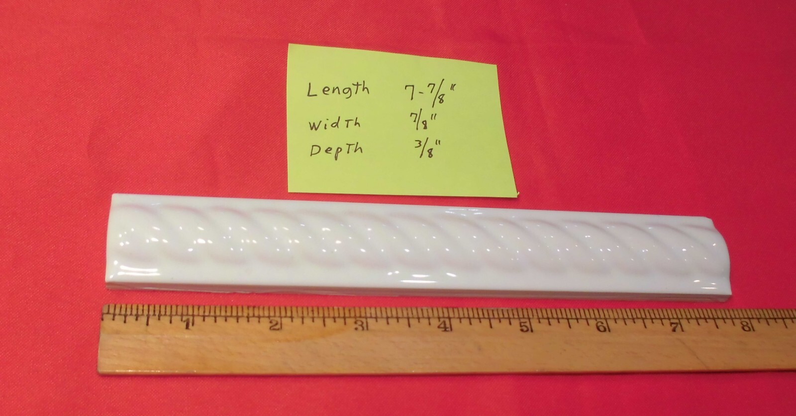 1 pc. Brilliant White: Glossy Ceramic Tile: Liner – Sizzle: 7-7/8″ X 7/8″ Rope
