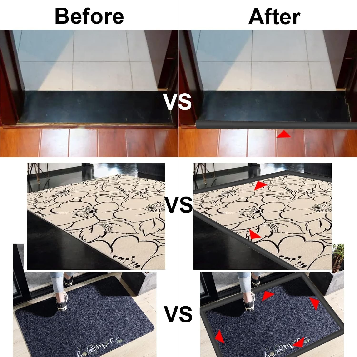 Elegant Floor Transition Strip in Black – Self-Adhesive for Seamless Interiors