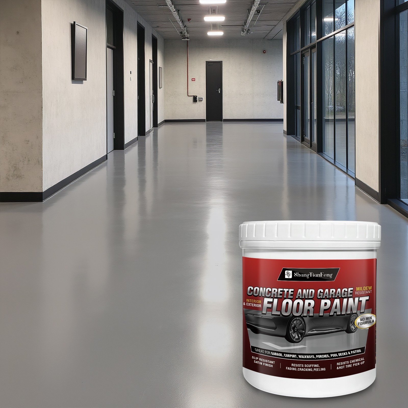 Epoxy Floor Paint Kit – Acrylic Concrete Coating for Garage Living Room 1 Gallon