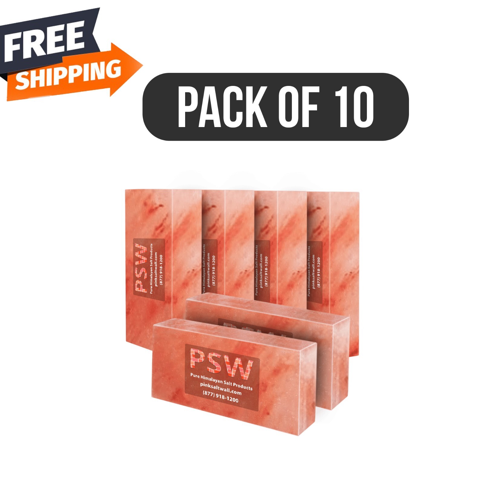 10 Salt Bricks Himalayan Natural 8x4x2 – Big Tiles Homes Spa & Sauna Wall Accent