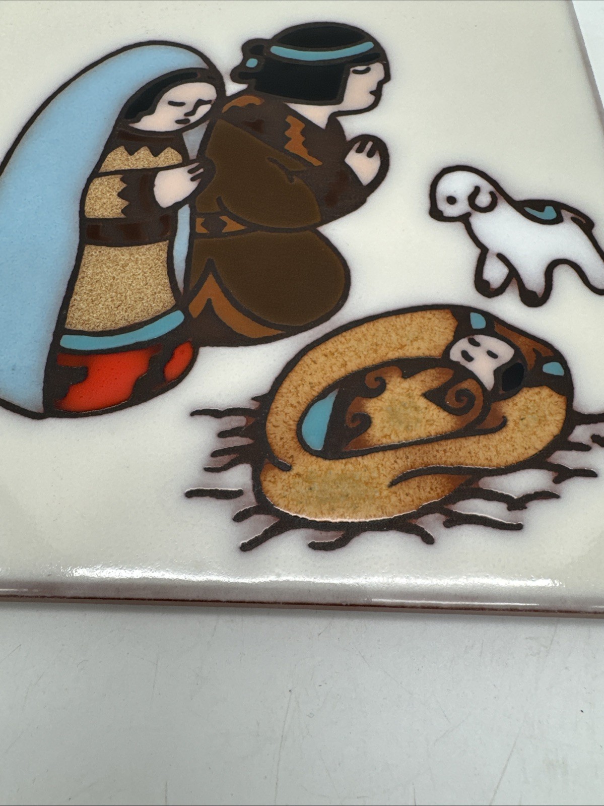 Masterworks Nascimentos Nativity Scene Vintage 1989 Ceramic Art Tile Trivet 6”