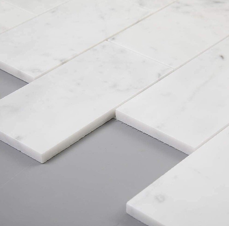 10-Sheets White Italian Bianco Carrara Marble Subway Tile (80 3×6” Pcs Total)