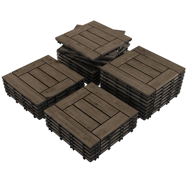 27pcs 12″x12″ Wood Flooring Interlocking Balcony Patio Paver for Indoor Outdoor