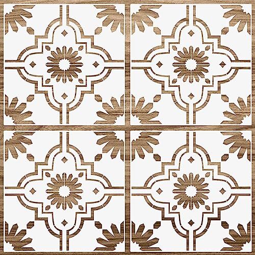 4 Pieces Reusable Tile Stencil 12 x 12 Inches Wall Templates Tile Trendy Style