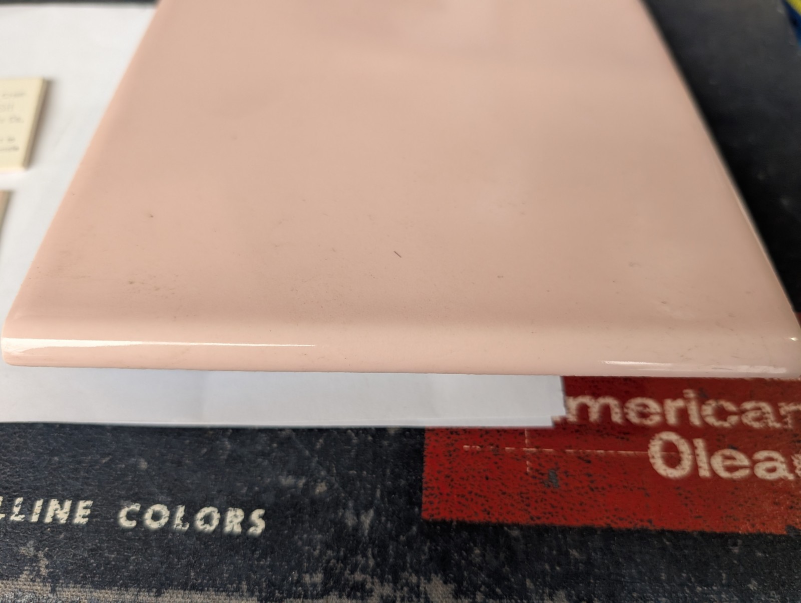 1 pc Ceramic Tile #23 Pink Blush American Olean Bullnose 6×6 S4669 Thin Set