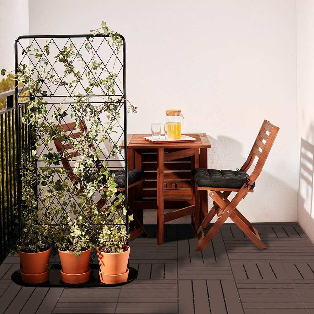 Dark Brown Interlocking Patio Deck Tiles – 12×12 Inch, 27 Pack