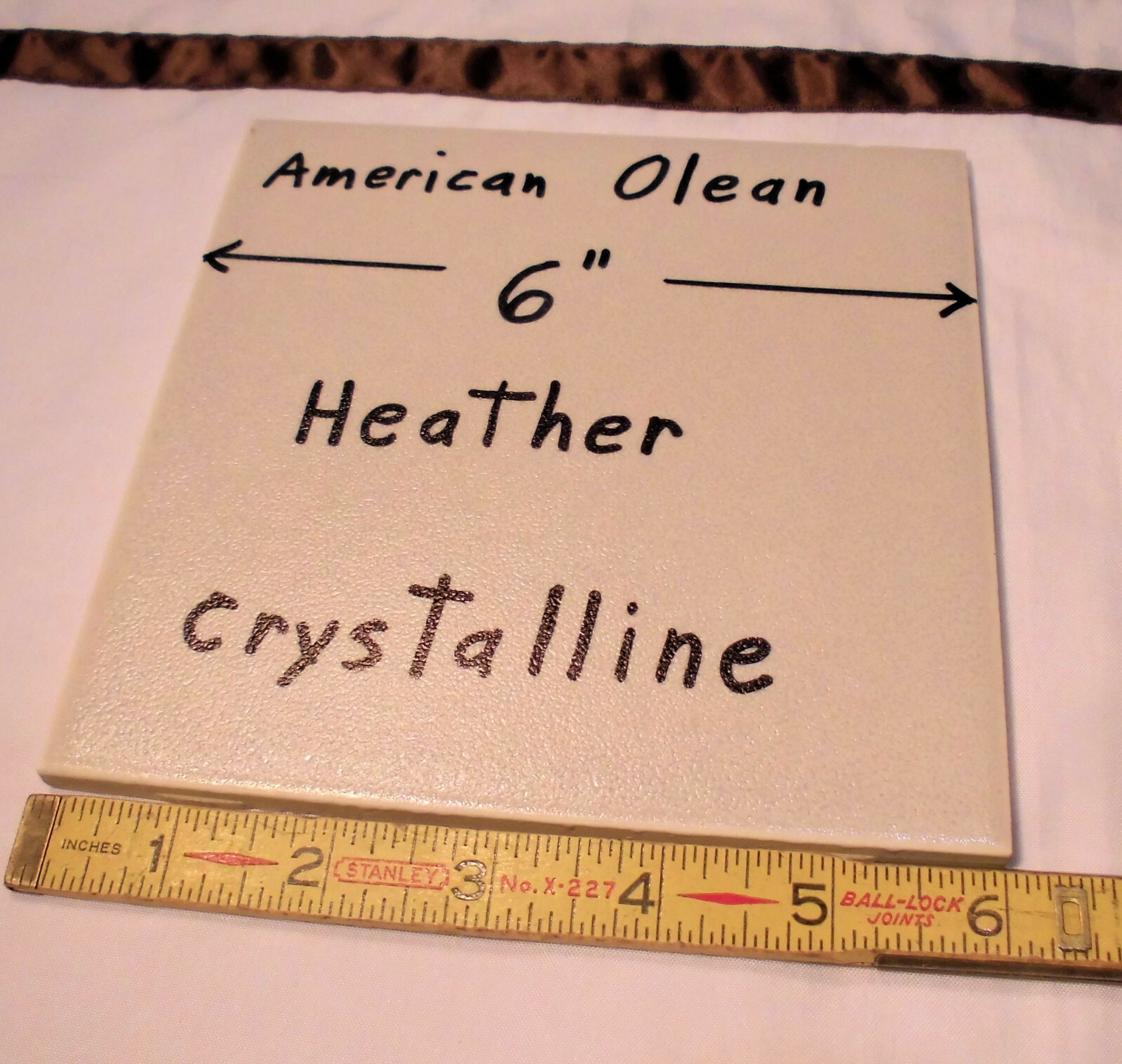1 pc. 6″ Ceramic Tile Crystalline *Heather -Off White* by American Olean; NOS