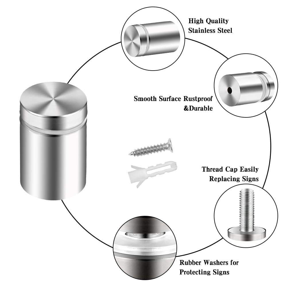 Standoff Screws for Acrylic Signs – Metal 0.75×1.18 in (12 Pcs),