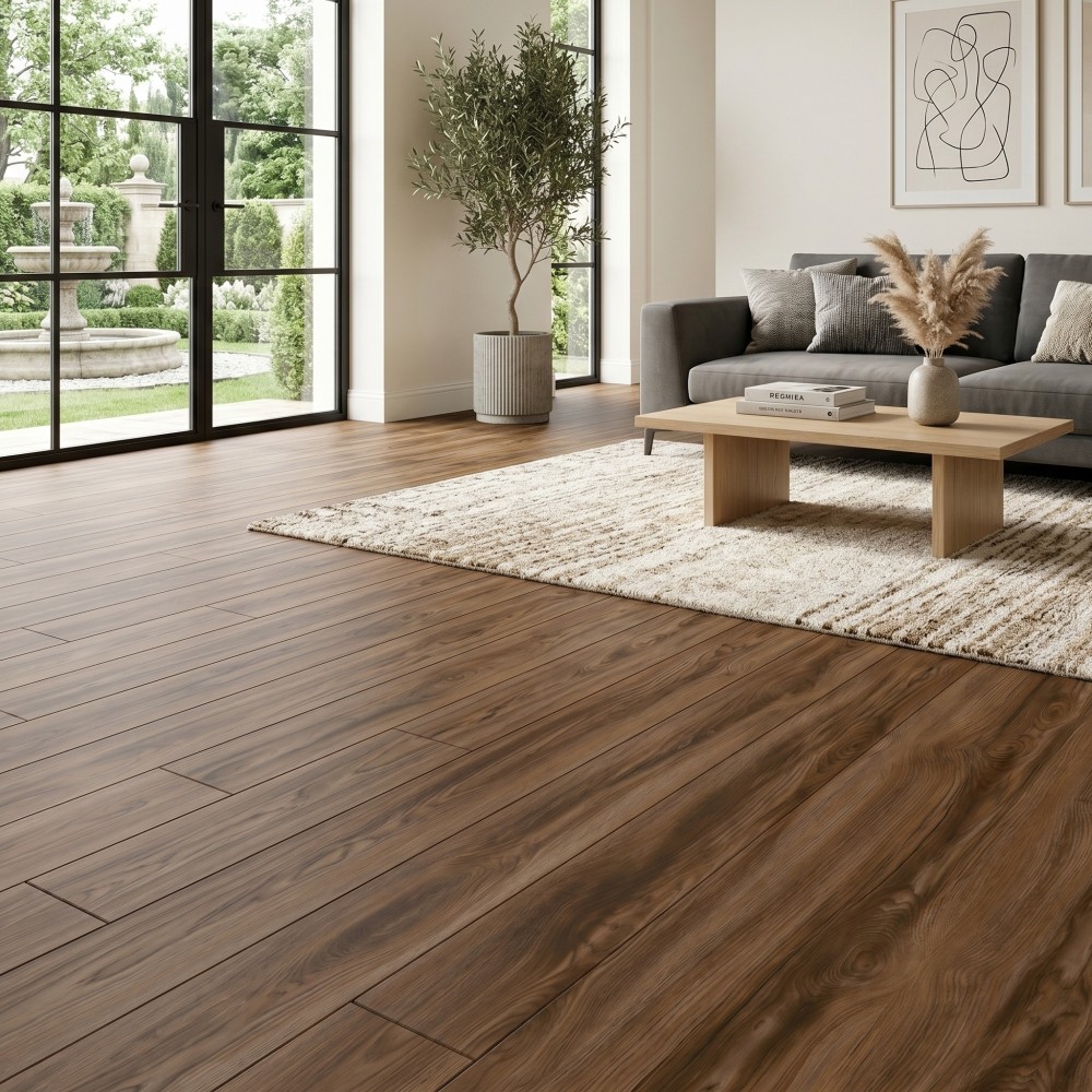 60-Pack Vinyl Floor Tile Peel & Stick 36×6″ 90 Sq Ft, Waterproof Flooring, Brown