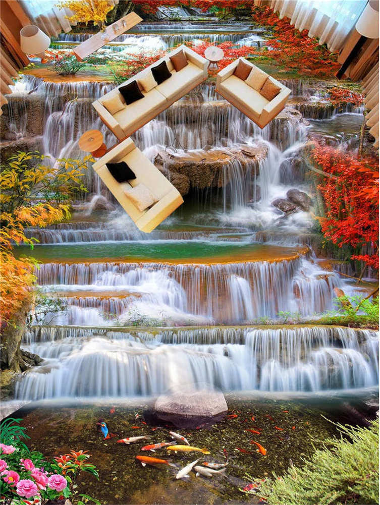 Falls In Autumn 3D Floor Mural Photo Flooring Wallpaper Home Print Decoration