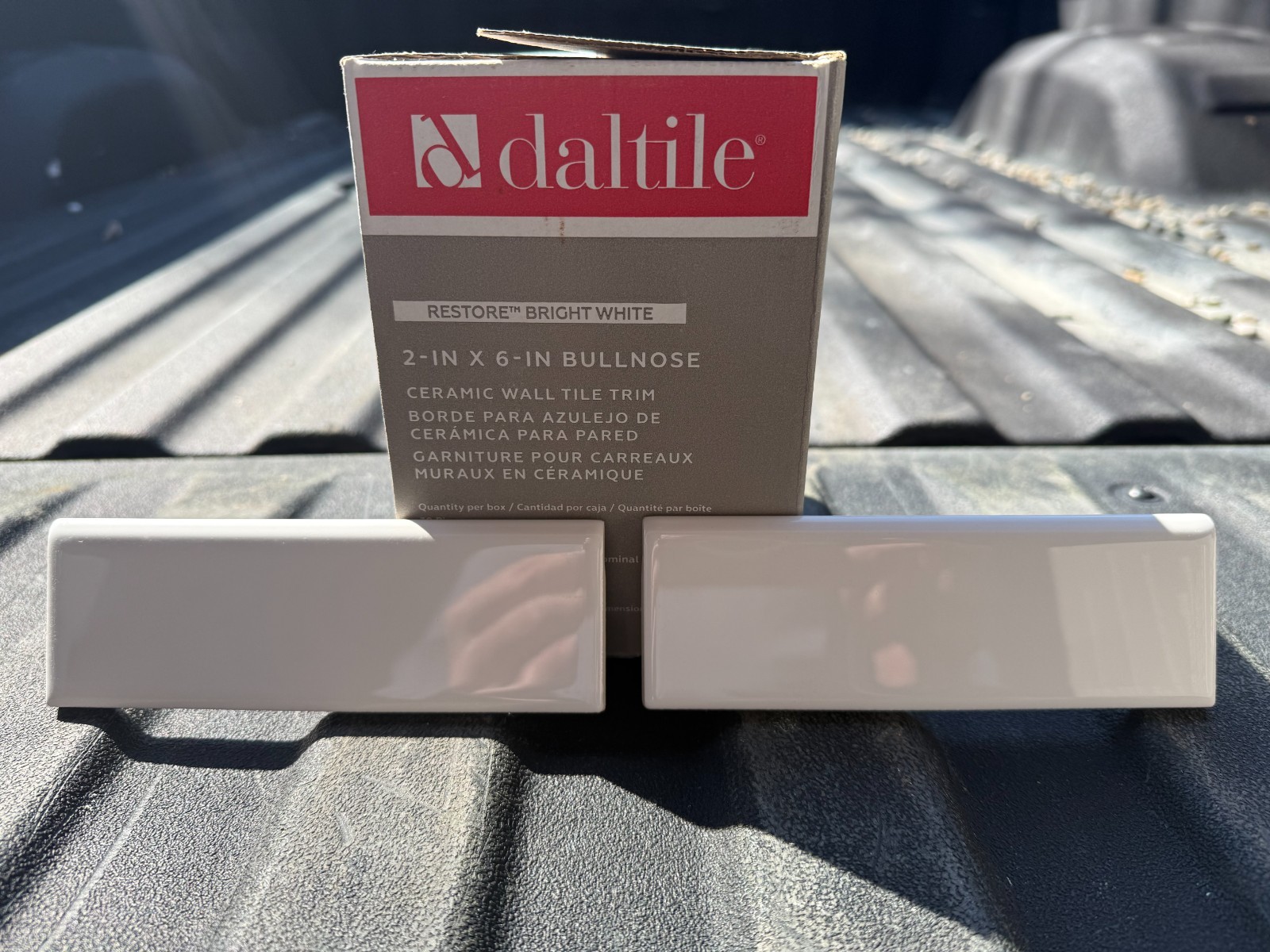 (2 Cases) Daltile 2x6in Bullnose Ceramic Wall Trim White 60 Pieces