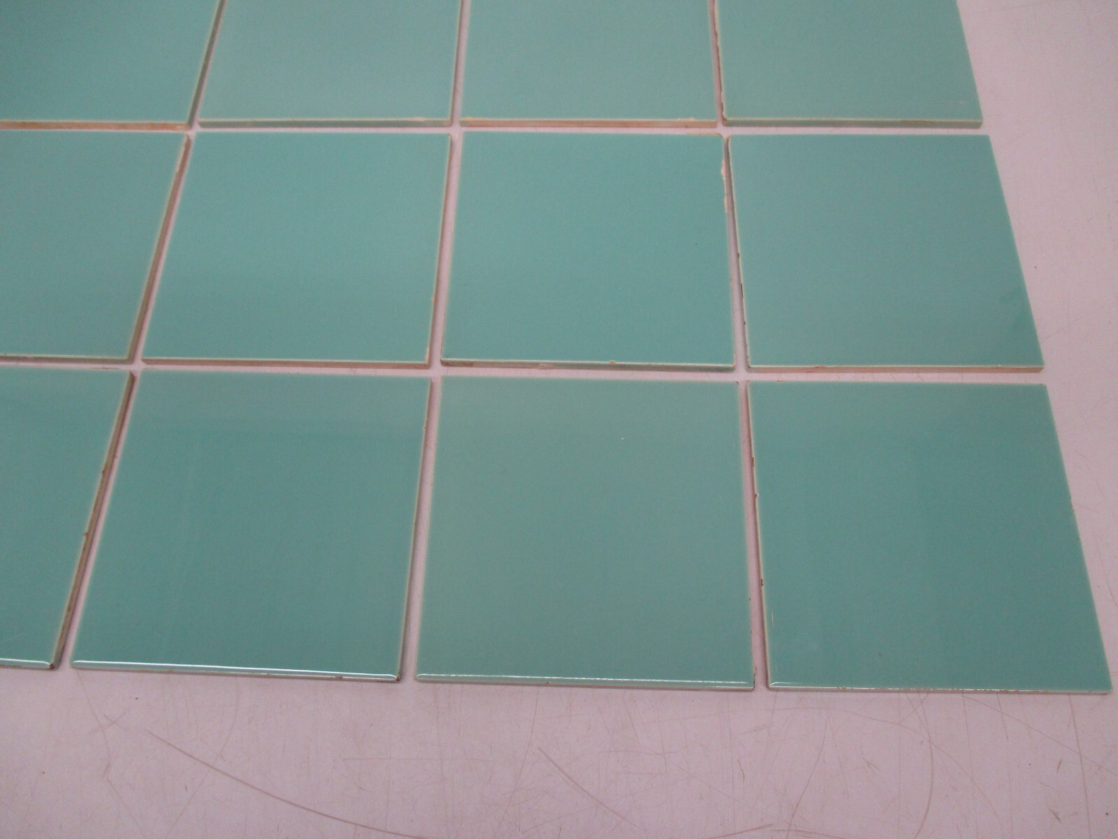 20 Vtg Used Ceramic Tile Aqua Blue 6″ Square Tiles Villeroy&Boch Kitchen Bath