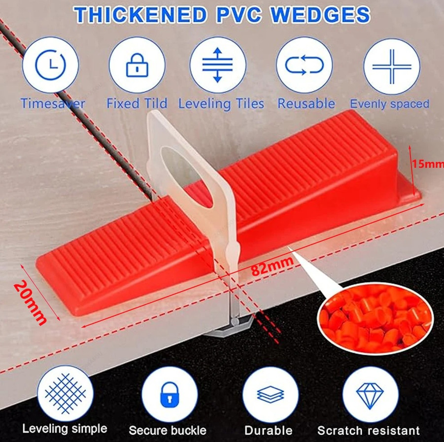 50pcs Reusable Tile Leveling Wedges Clips for Ceramic Wall & Floor Tiling – NEW