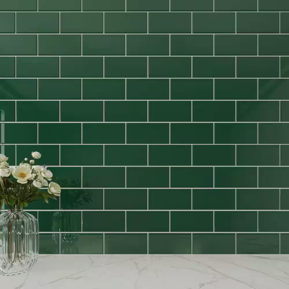 Evergreen 3 In. X 6 In. X 8Mm Glass Subway Tile (5 Sq. Ft./Case)