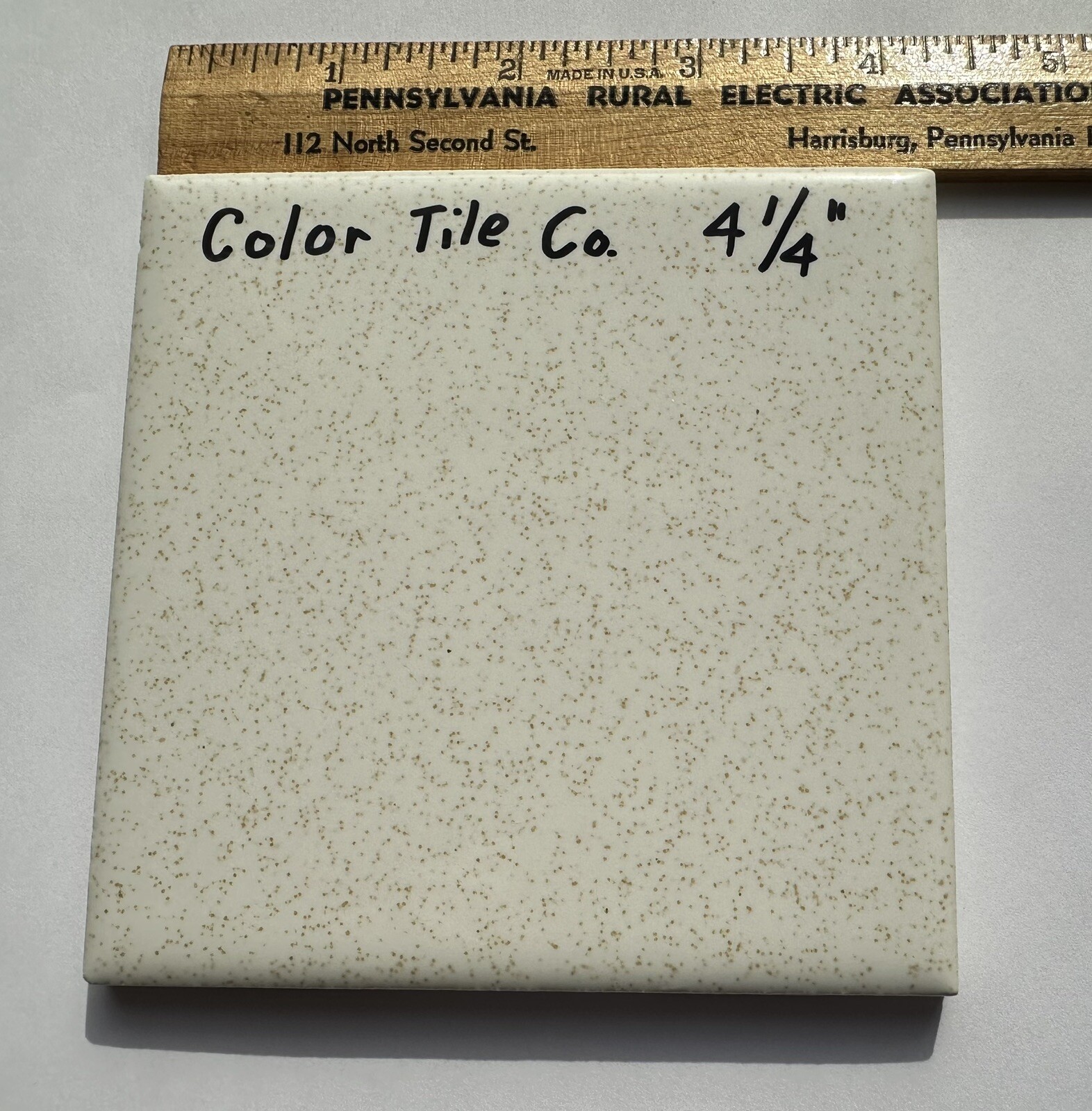 1 pc. Gold Dust: by Color Tile Co. 4-1/4″ Glossy Ceramic Tile: Made 1970’s-90’s